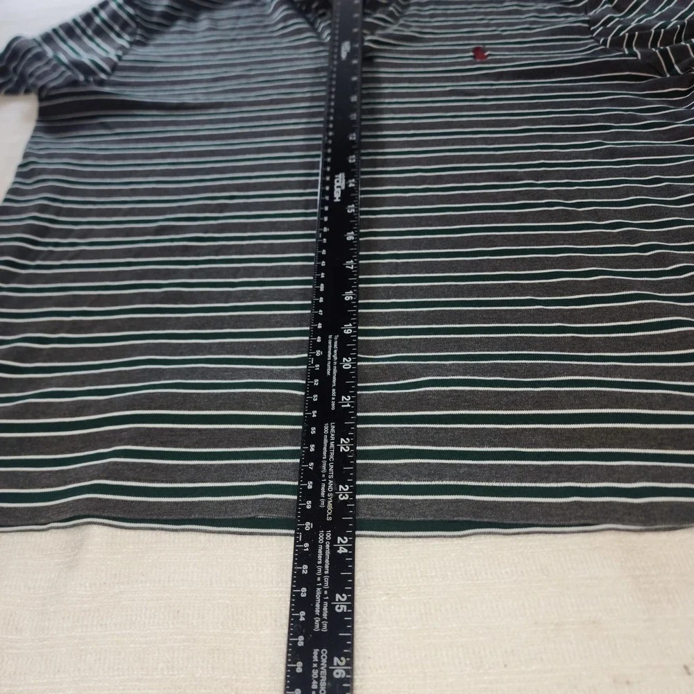 Polo Ralph Lauren Mens Custom Slim Fit Striped Polo Shirt Grey Green Medium